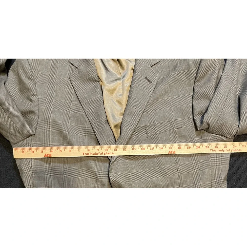 Jos. A. Bank‎ Suit Mens 48R 42x30 Brown Plaid 100% Wool 2 Piece Business Express